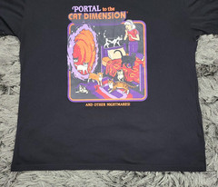 Steven Rhodes Shirt Mens Large Black Portal Cat Dimension Funny Novelty Humor