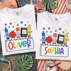 Custom Back To School Shirt Personalized Name Kids First Day of School Tee