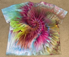 Handmade Ice Tie Dye T-Shirt 3XL Mens Womens Soft Cotton Blue Plum Spiral