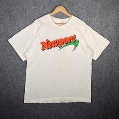 Vintage Newport Shirt Mens XL White 90s Cig Promo Marlboro Retro Neon Parody