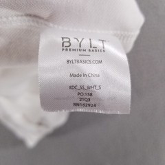 BYLT Shirt Mens Small White Drop Cut Lux Performance Athleisure Gym Commute