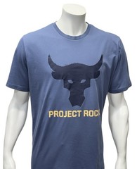 Under Armour Project Rock Blue Black Brahma Bull Logo Graphic T-Shirt Size XL