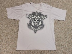 Avirex Shirt Men 3XL Off White Skull Sword Rhinestones Biker Grunge Graphic Logo