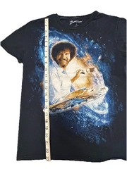 Bob Ross Galaxy Space Graphic T Shirt Size Small Black Painter Artist Nature Tee