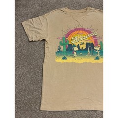 Peanuts Graphic Tee Unisex Small Tan Excellent Arizona Snoopy Woodstock Sunset