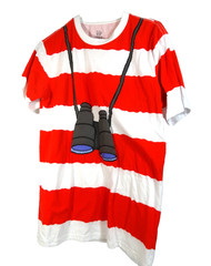 Where’s Waldo Cosplay Costume Striped Tee T-Shirt Red White Adult Small
