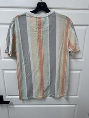 Denim Flower Ricky Singh Mens Shirt Medium Multicolor Stripe Peace Tshirt EUC A6