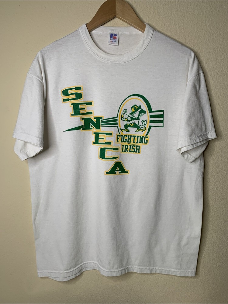 Vintage Seneca Fighting Irish Shirt Mens Sz L High School Football Logo Tee 90s