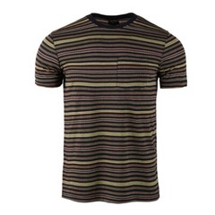 Beautiful Giant Men’s Striped Pocket T-Shirt Crew Neck Regular Fit Black/yellow