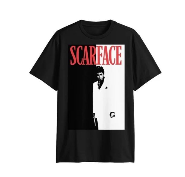 Scarface Tony Montana Al Pacino Men’s Poster Graphic Black Tee Shirt (S1)
