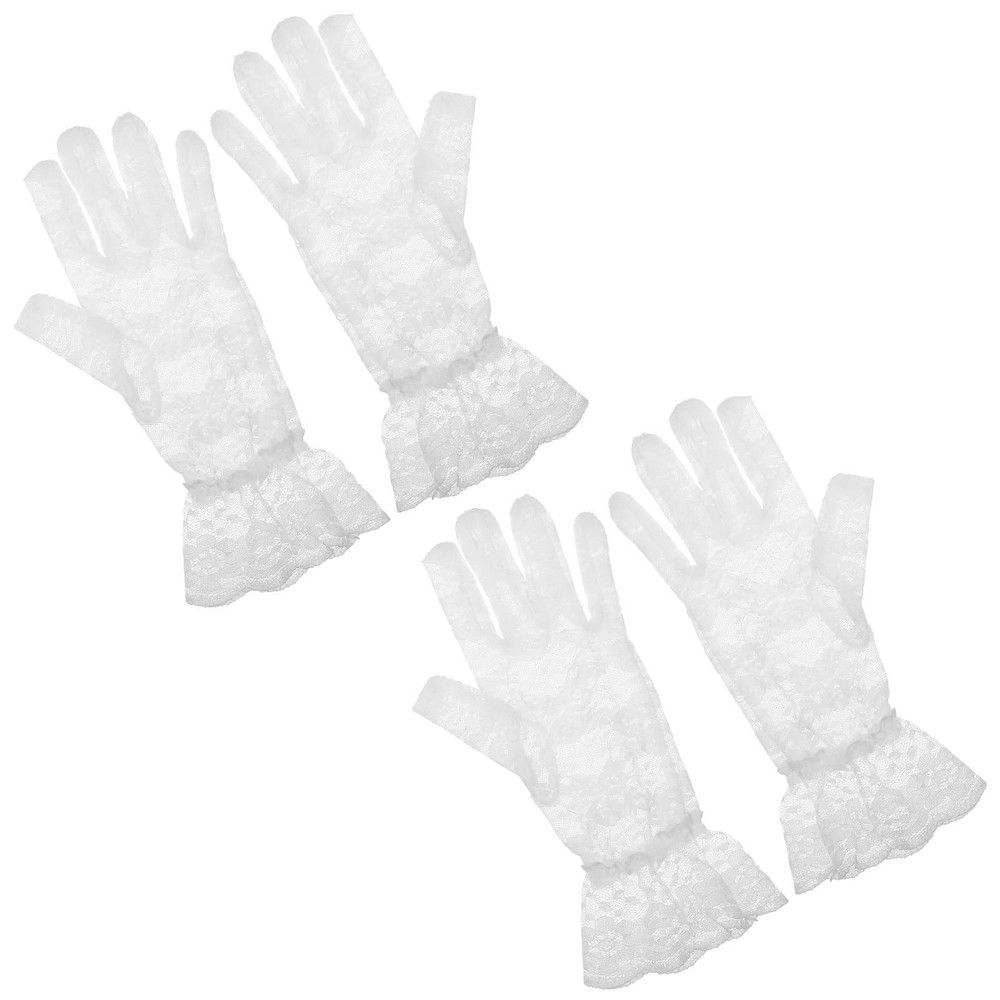 Gjinxi White Lace Gloves for Women Lace Floral Opera Tea Party Glove Short Vi…