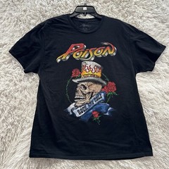 Poison Rock & Roll Heavy Metal Band Skull T-Shirt, Mens 100% Cotton Black Sz XL