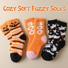 Halloween Fuzzy Socks 4X Thicker Cozy Fluffy Warm Fall Winter Gift Spooky