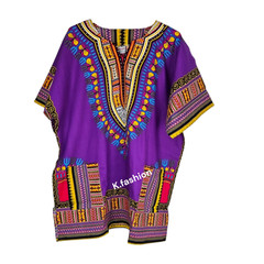 100% COTTON Unisex Dashiki Africa Tribal Print Festival Kaftans Shirt Blouse Top