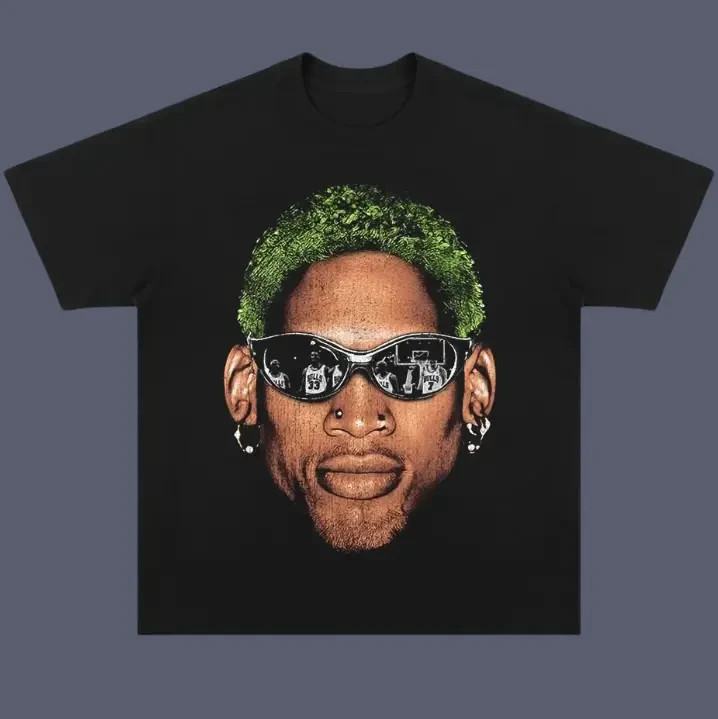 DENNIS RODMAN Green Head Vintage Tee, DENNIS RODMAN T-Shirt, Unisex Basketball