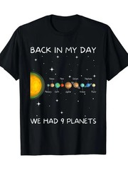 Back In My Day We Had Nine Planets – Space & Pluto Astronomy T-Shirt – 220g