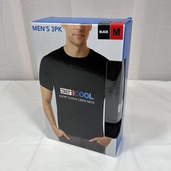 3 Pack 32 Degrees Cool Tees, Men’s Medium, Black, Short Sleeve, Crew Neck, NEW