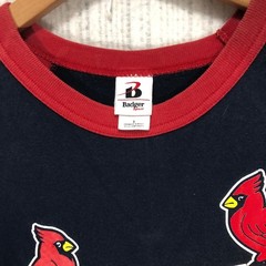 Badger Sport Mens S Cardinals Jeffersons Raglan Baseball Tee Navy Red 3/4 Sleeve