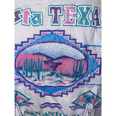 Vintage Fiesta Texas San Antonio Shirt Multicolor Graphic Large White Tee
