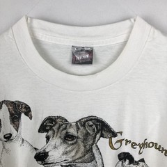 Used 90’S Fruit of the Loom GREYHOUND dog print animal t-shirt made in USA m…