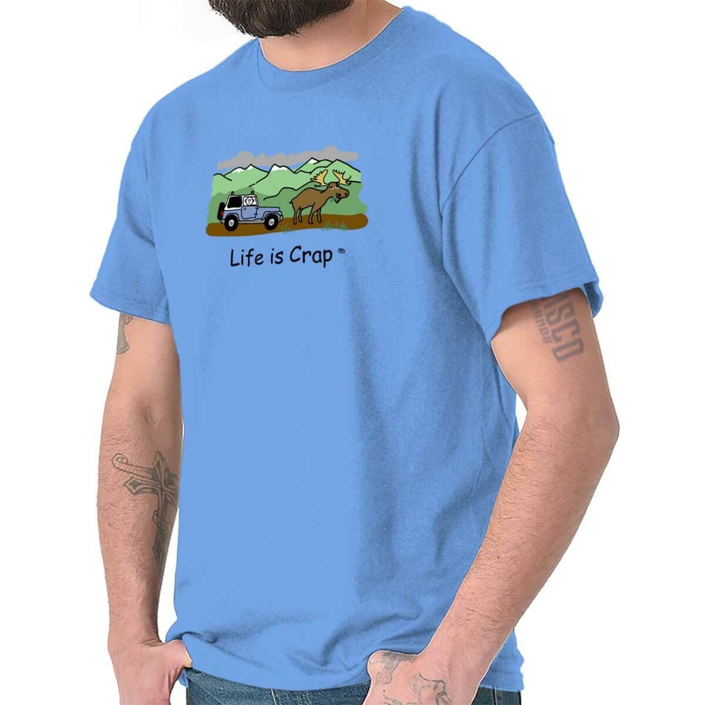 Life Is Crap Wildlife Outdoors Funny Camping Womens or Mens Crewneck T Shirt Tee