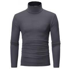 Spring and Autumn Men’s Thin Solid Color Half Turtleneck Long Sleeve T-Shirts