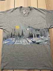 Vintage Wolf Pack Wolves Hunting Scene Outdoors Shirt Bin 1