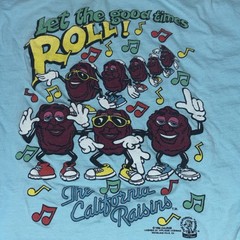 VINTAGE 80s The California Raisins Tee Men Large Blues Music 1988 Single Stitch