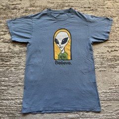2010s Alien Workshop Skate Tee Mens Small Blue Believe Skating UFO Mexico Made
