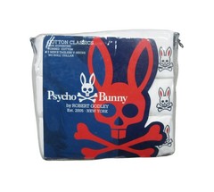 Psycho Bunny Men’s White Combed Cotton Crew-Neck Classic T-Shirts 3 Pack (M)