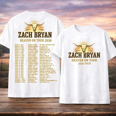 Zach Bryan 2026 Tour Shirt Heaven On Tour Country Music Mens Black Tee