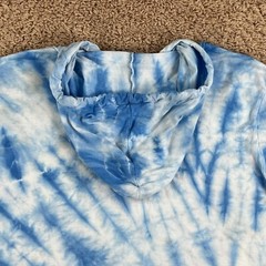 DIKOTOMY Blue White Tie-Dye Hooded Skeleton Flamingo Graphic T-Shirt Mens L