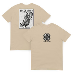 Lucky Brand No Luck Given Graphic Tee Dark Gothic Rabbit Streetwear Shirt