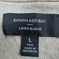 Banana Republic T-Shirt Men’s L Tall Beige Linen Blend Short Sleeve Crewneck Tee