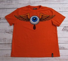ROKU STUDIO Orange Graphic T-Shirt Winged Eye Rhinestone Streetwear T-Shirt 2XL