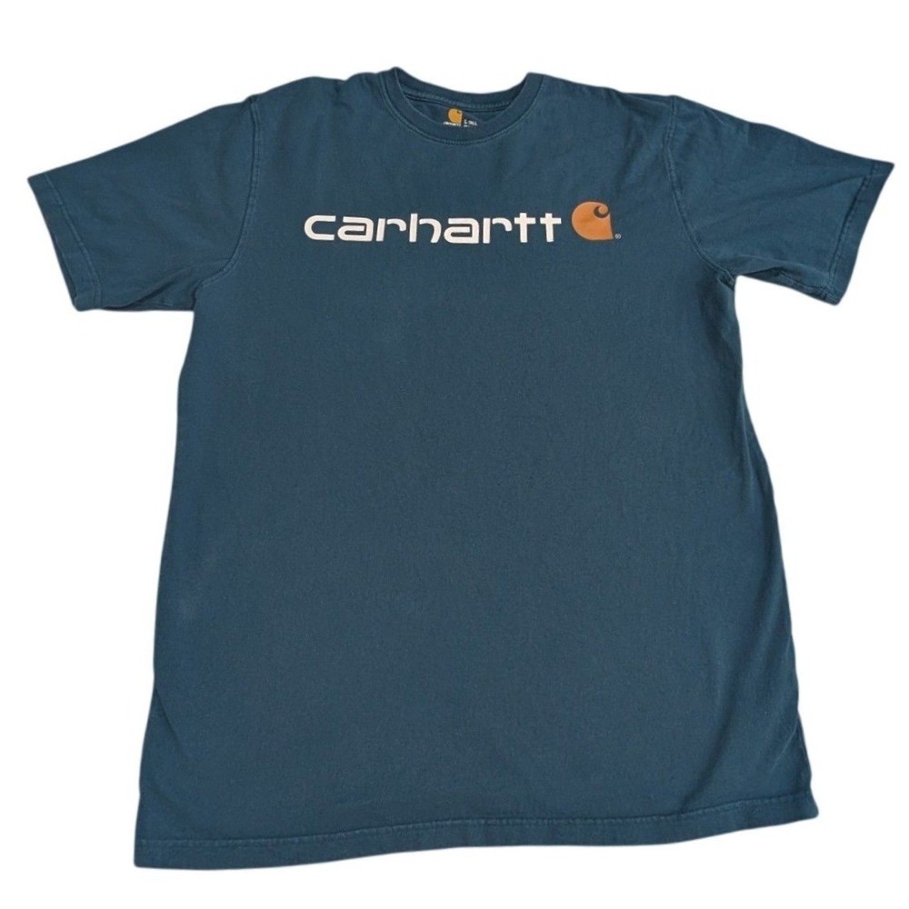 Carhartt Original Fit T Shirt Men’s L Tall Blue Front Logo Graphic Workwear Tee