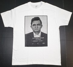 JOHNNY CASH T-shirt Distressed Mug Shot Tee 100% Cotton Men’s White New