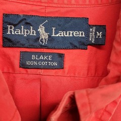 Polo Ralph Lauren Blake 100% Cotton Red Button Up Shirt VTG Short Sleeve Medium
