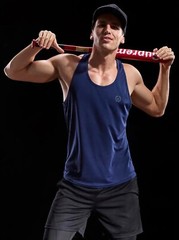 NELEUS ‘Dry Fit Logo Muscle’ Mesh Tank Top Men’s L Gym Workout Exercise Navy NWT