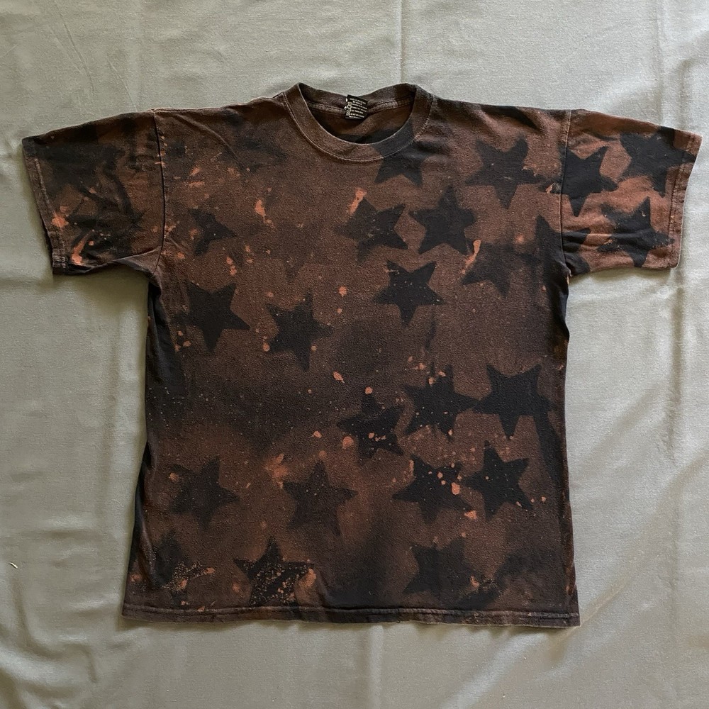 Vintage 2000s Cotton City Blank T Shirt Mens 1XL Black Bleach Dye Acid Wash Y2k