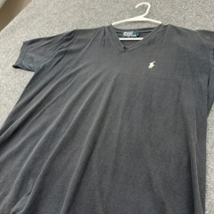 Polo Ralph Lauren T-Shirt Mens XL Black Cotton V-Neck Pony Logo Casual Classic