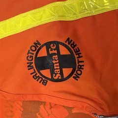XL Vintage Santa Fe Railroad Safety Vest Orange Reflective Hi Vis Workwear BNSF