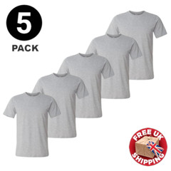 Mens Plain T-Shirt 5 Pack 100% Cotton Heavy Blend High Quality Short Sleeve Tee