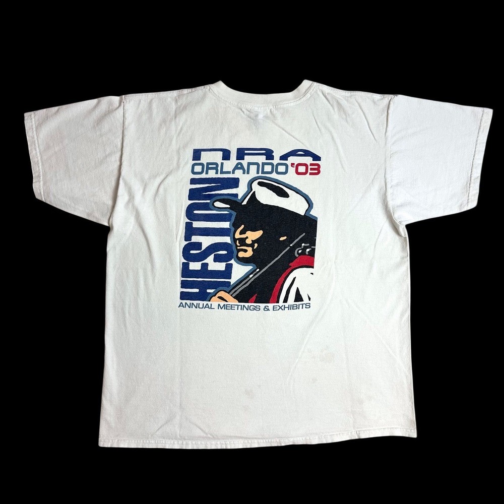 2003 nra charlton heston orlando pocket tee shirt president RARE national rifle