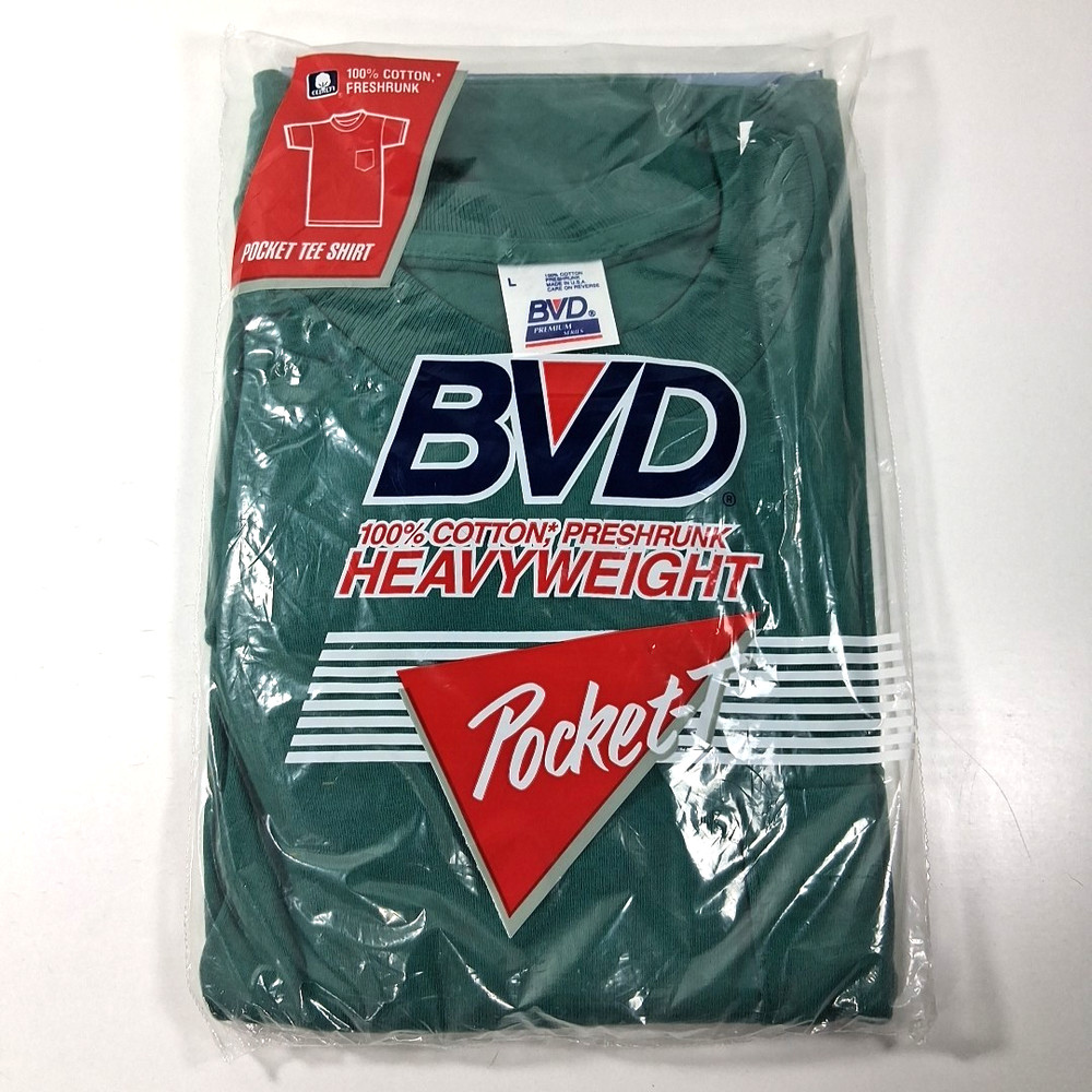 BVD Vintage Heavyweight Pocket T Shirt Green L Made In USA
