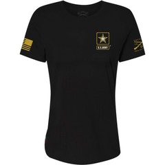 Grunt Style Women’s Relaxed Fit Army – Basic Full Logo T-Shirt – Black