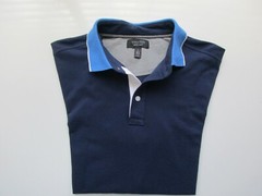 Nordstrom MENS SHOP Contrast Collar Short Sleeve Polo T-Shirt Navy L UPC95