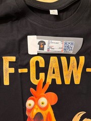 Funny F-CAW-F Rooster Graphic Men’s XL T-Shirt Black New Nice Humorous Hilarious