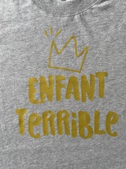LAT Apparel Men’s Heather Gray Size L “Enfant Terrible” Cropped Crewneck T-Shirt