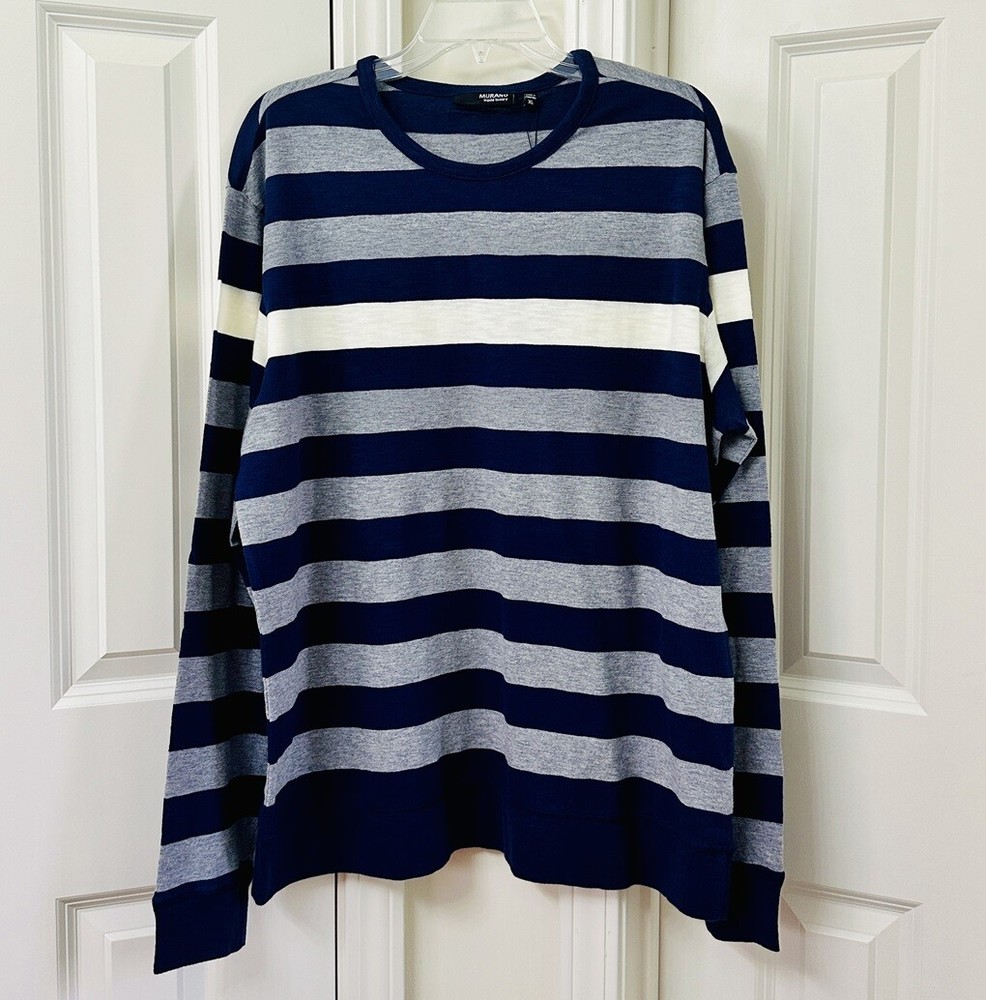 Murano Liquid Luxury Crew Neck Long Sleeve T-Shirt, Size-XL